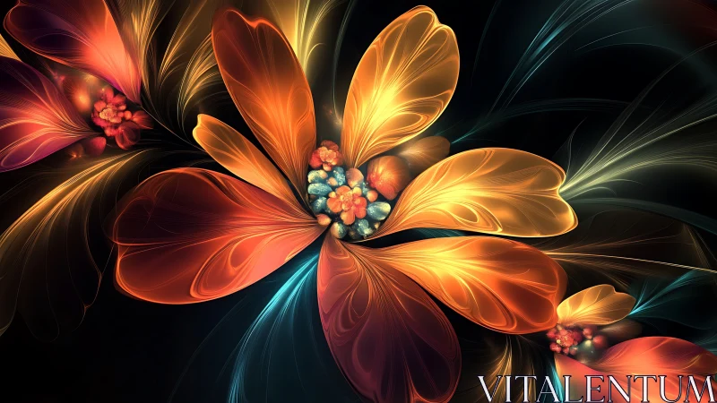Luminous abstract petals in layered digital floral bloom.