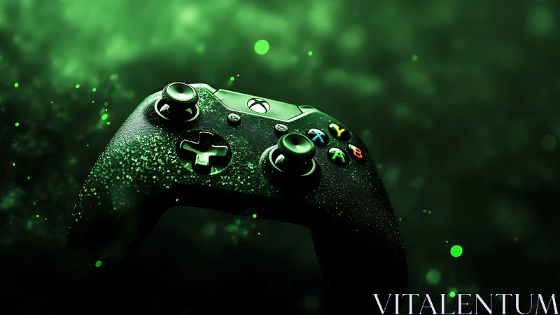 Gaming Controller Immersed in Luminescent Digital Particles.