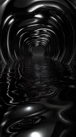 Specular black fluid tunnel with reflective wave geometry.