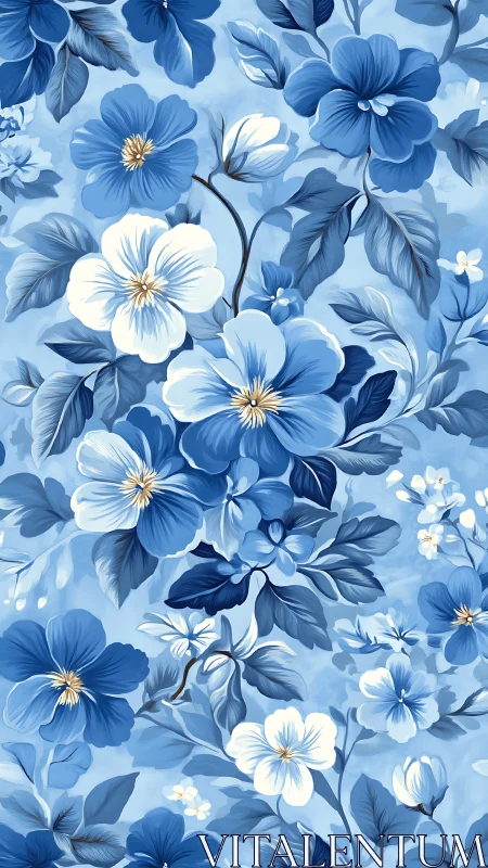 Serene Blue Blossoms Dance in Graceful Harmony
