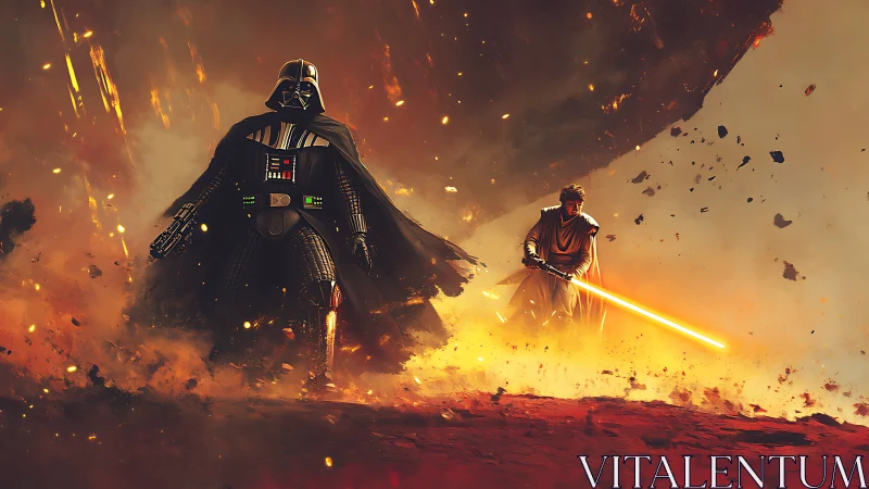 Galactic Showdown: Iconic Villain Faces a Determined Warrior.