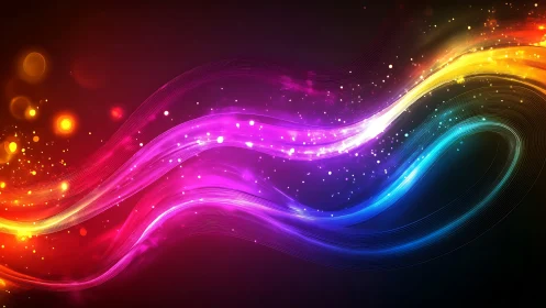 Chromatic rivers of light curl through a glowing cosmic dusk