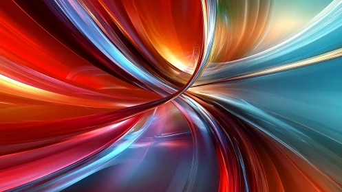 Chromatic energy ribbons forming dynamic luminous vortex.