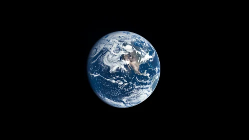 Earth is shown as a full disk against a black space background