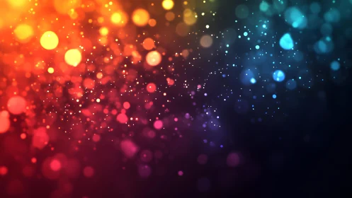 Vibrant Bokeh Light Effect in Rainbow Gradient Abstract Style.