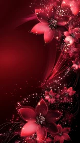 Luminescent Red Flowers Against Dark Background
