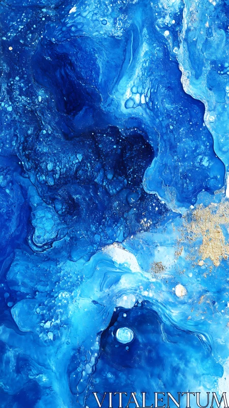 Celestial blue fluid abstraction evokes oceanic cosmic depths