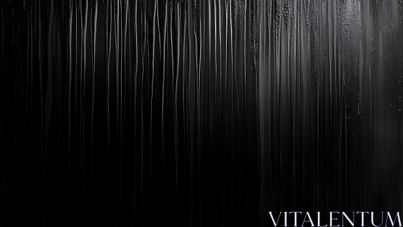 Vertical black paint streaks create minimalist abstract depth