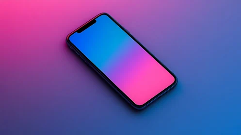 Modern Smartphone with Dynamic Blue-to-Pink Gradient Display.