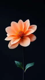 Dahlia cultivar with coral-orange petals on dark background.