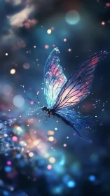 Bioluminescent fairy-winged insect rendered with shallow depth-of-field