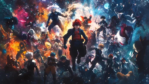 Galaxy of brave anime heroes racing into an epic showdown.