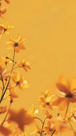 Golden Flowers Against Warm Yellow Sky