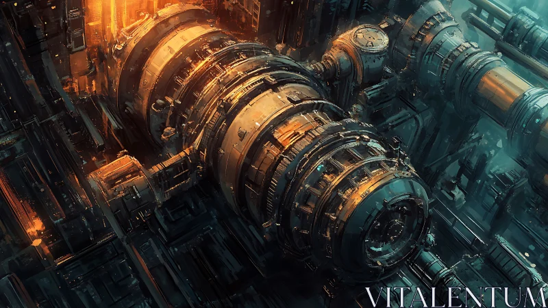 Futuristic industrial reactor core with concentric rotary modules