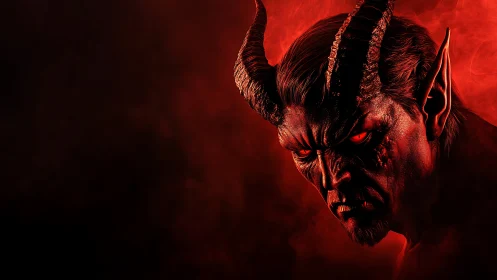 Horned demonic figure rendered in high contrast red lighting