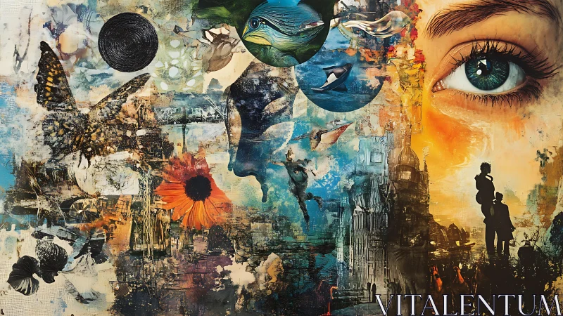 Surreal digital collage of memory, fauna and urban silhouettes.