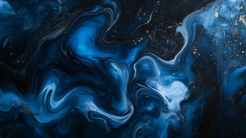 Midnight blue swirls drift like gentle cosmic ocean waves.