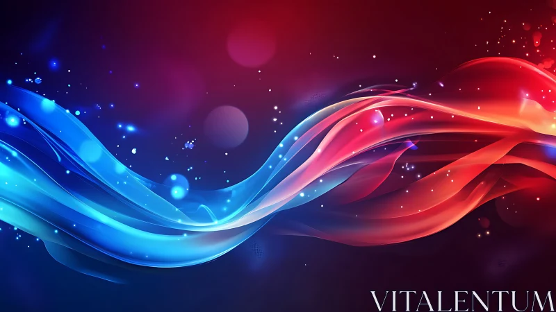 Dual chromatic energy ribbons in flowing abstract motion.