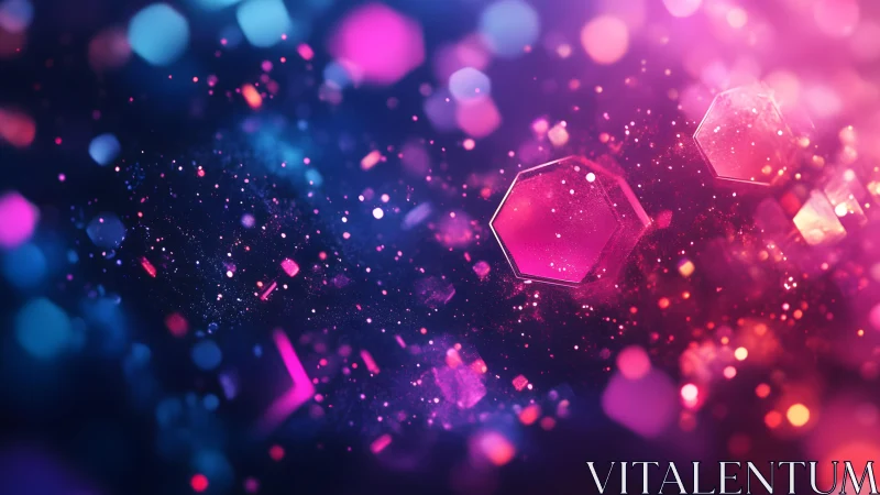 Vibrant Abstract Hexagons in Neon Colors, Futuristic Digital Art.
