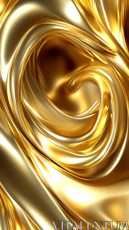 Specular vortex in molten gold metallic fluid simulation.