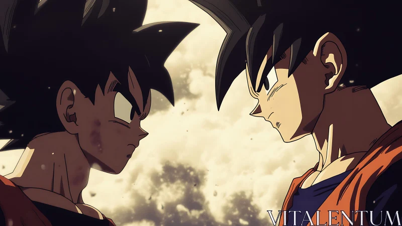 Opposed anime warriors in high-contrast cinematic profile.