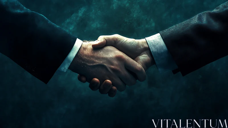 Corporate Handshake with Chiaroscuro Lighting and Formal Textile Draping