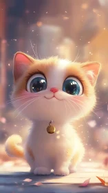 Luminous White Kitten with Enchanting Blue Eyes in Soft Glow.