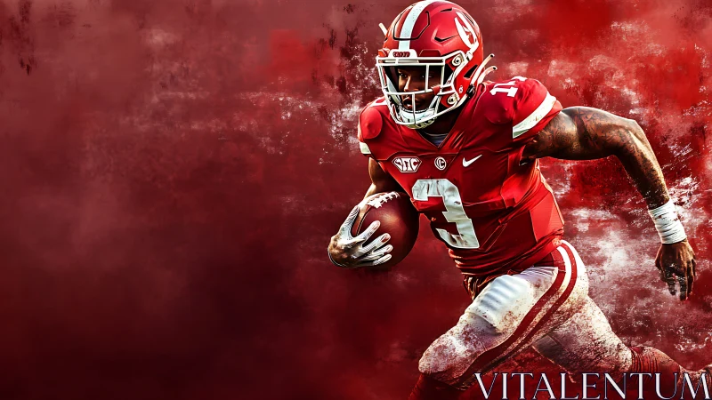 Digital rendering depicts football player running with ball