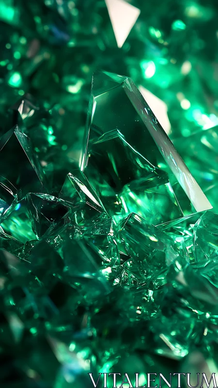Emerald shard skyline rising from a glittering crystal tide.