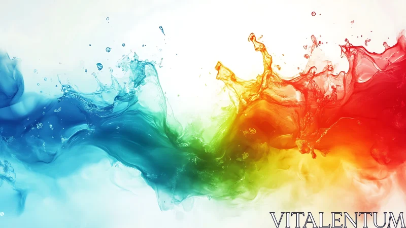 Vibrant liquid color waves collide across white background