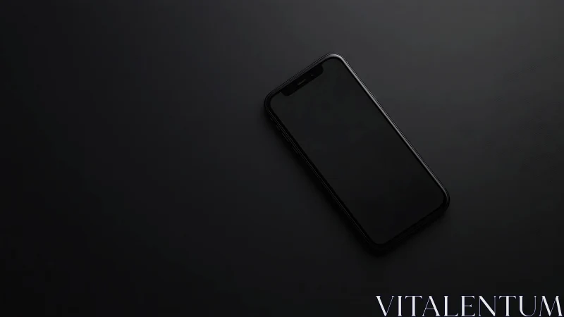 Modern Black Smartphone on Dark Surface.