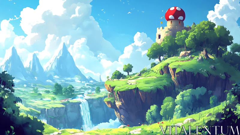 Fantasy Castle on Floating Island Kingdom.