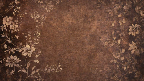 Vintage floral borders on distressed brown canvas background.