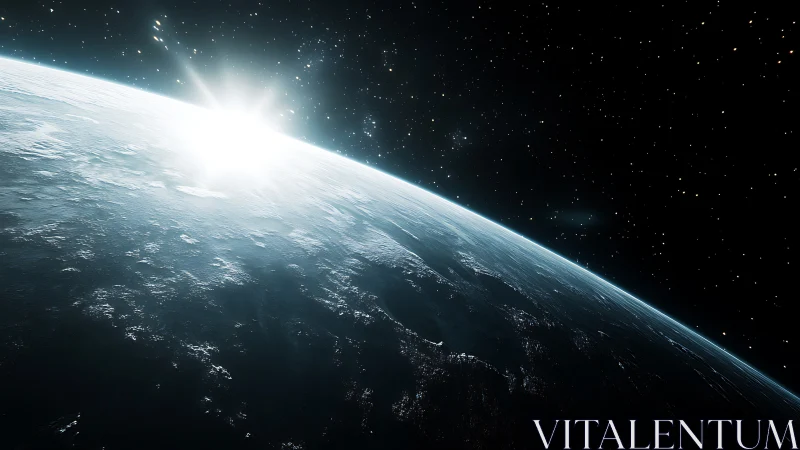 Low-orbit planetary limb with high-contrast solar horizon flare