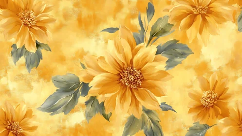 Golden Dahlia Blooms: Layered Petal Arrangement in Warm Color Field.