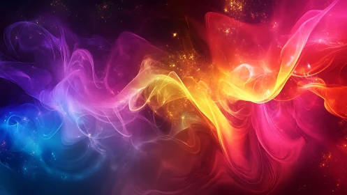 Multicolor luminous wisps forming abstract flowing spectrum.
