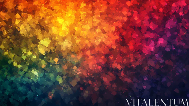 Multi-hued abstract bokeh field with clustered polygonal strokes