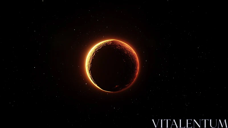 Molten twilight clings to a lonely ember planet in void