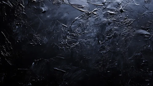 Monochrome black impasto surface reveals sculptural light shifts