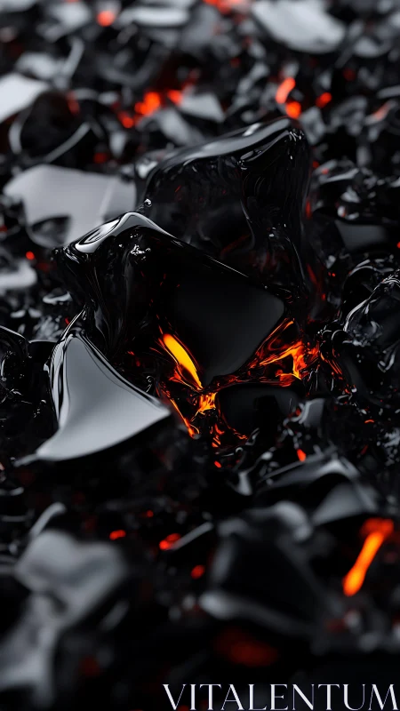 Molten Glass and Embers Create Striking Contrast in Dark Abstract Scene