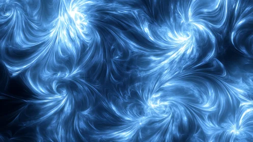 Swirling blue energy currents dance in a softly glowing void