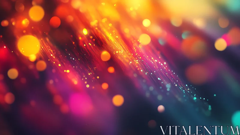 Chromatic fiber-optic light streaks with defocused bokeh field.