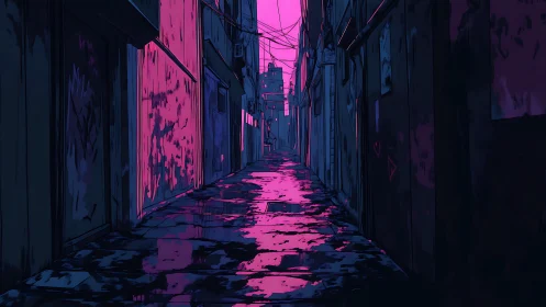 Neon alleyway dreams glowing under a quiet magenta sky.