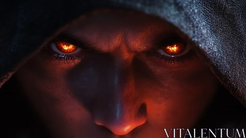 Hooded gaze with ember eyes and a storm of quiet power.