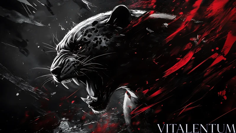 Fierce Tiger in Motion With Striking Red Energy