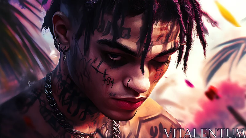 Quiet intensity radiates from a tattooed dreamer in color