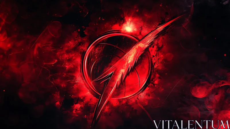 Scarlet velocity sigil cutting through a storm of embers.