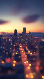 Urban skyline glows against a dreamy twilight horizon.