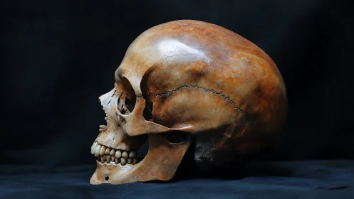 Lateral cranial profile with pronounced ectocranial curvature.