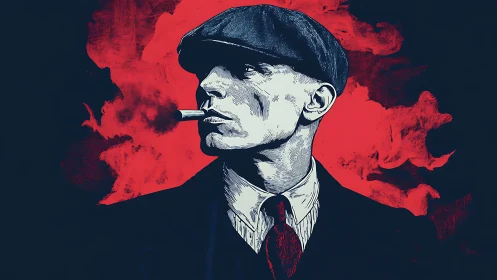 Smoke curls like questions around the steel-eyed flat cap man